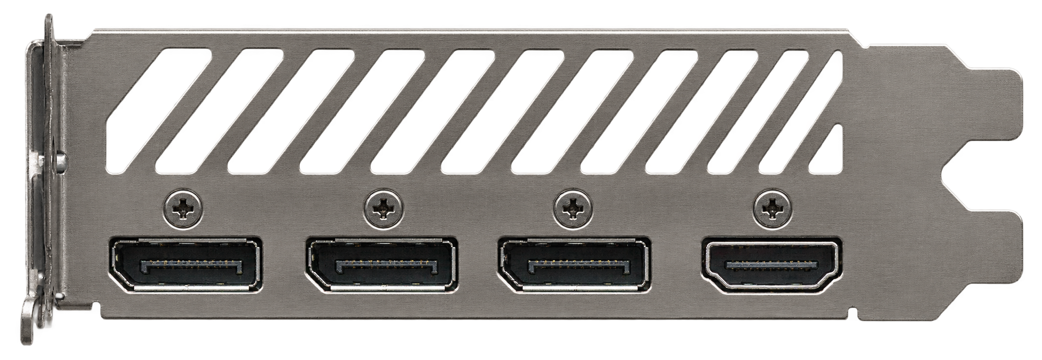 Реальная задняя планка видеокарты с тремя DisplayPort и HDMI